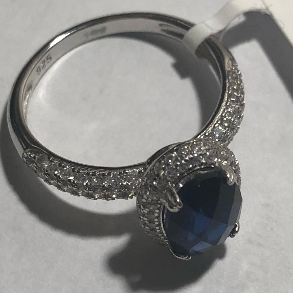 NEW 925 STERLING SILVER SIZE 7 Cz SAPPHIRE RING